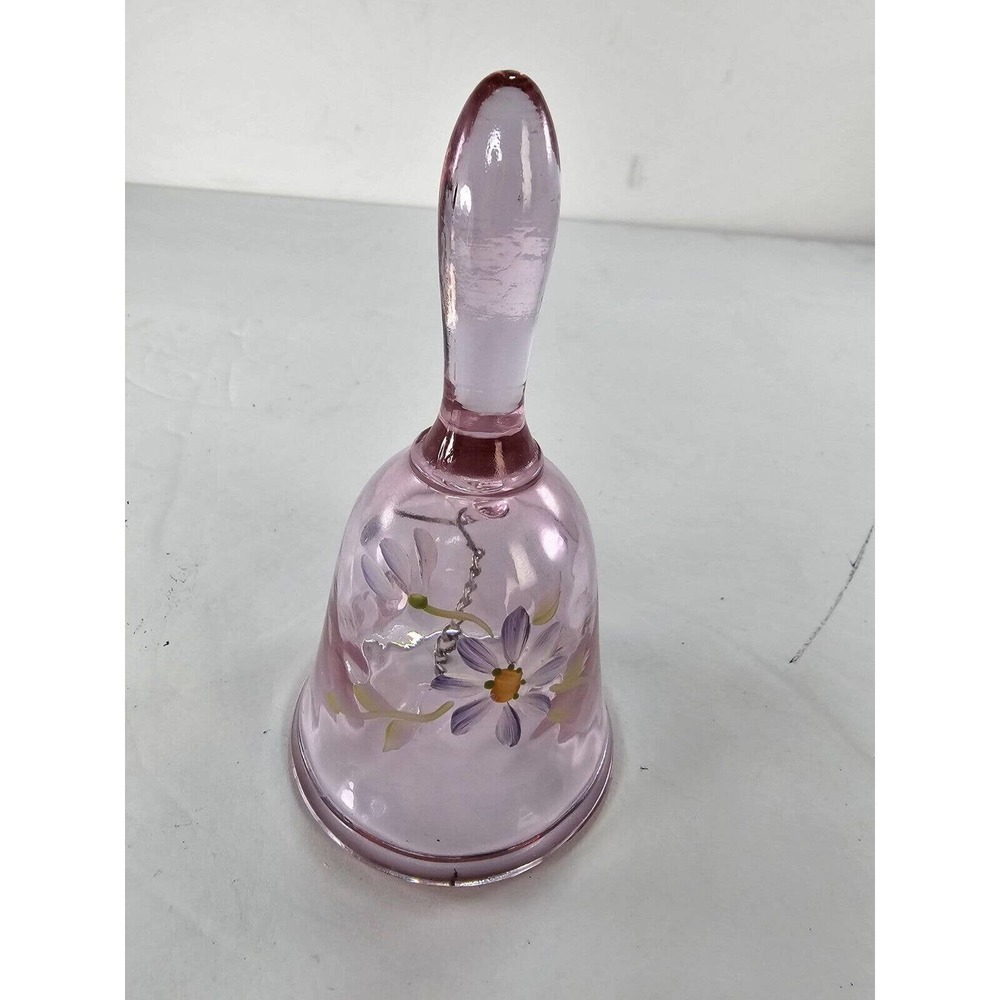 Fenton 2007 pink hand painted 4 1/2” High bell longeberger “ Artist Signed
